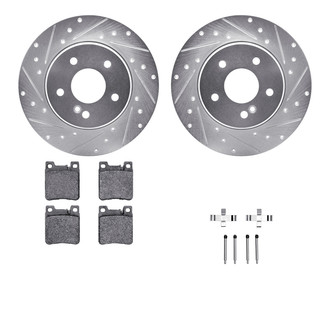 R1 Concepts® - eLINE Series Drilled and Slotted Rear Brake Kit with Ceramic Pads