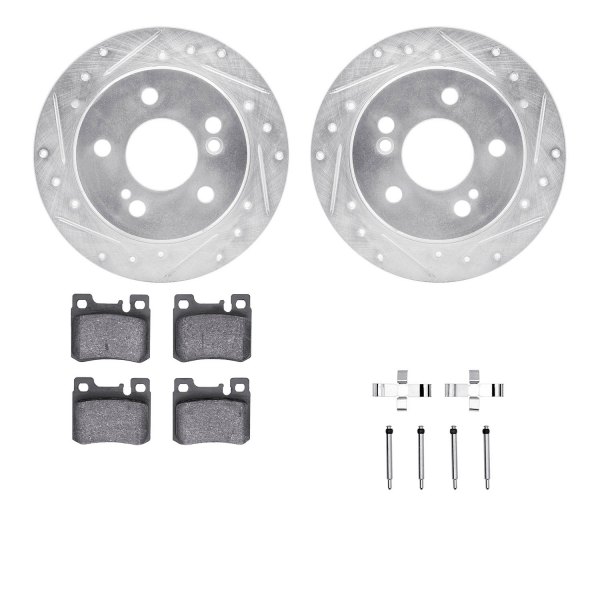  R1 Concepts® - eLINE Series Drilled and Slotted Rear Brake Kit with Ceramic Pads