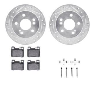 R1 Concepts® - eLINE Series Drilled and Slotted Rear Brake Kit with Ceramic Pads