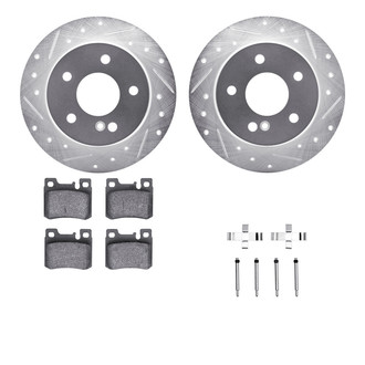 R1 Concepts® - eLINE Series Drilled and Slotted Rear Brake Kit with Ceramic Pads