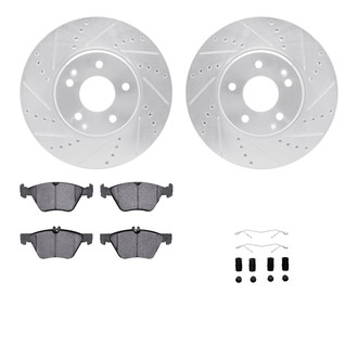 R1 Concepts® - eLINE Series Drilled and Slotted Front Brake Kit with Ceramic Pads