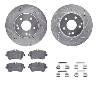 R1 Concepts® - eLINE Series Drilled and Slotted Front Brake Kit with Ceramic Pads