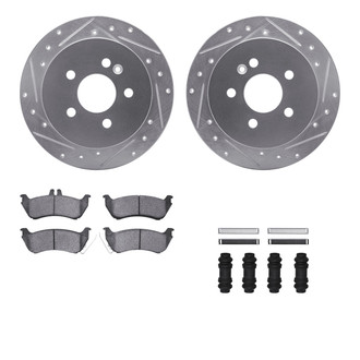 R1 Concepts® - eLINE Series Drilled and Slotted Rear Brake Kit with Ceramic Pads