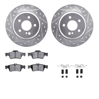 R1 Concepts® - eLINE Series Drilled and Slotted Rear Brake Kit with Ceramic Pads