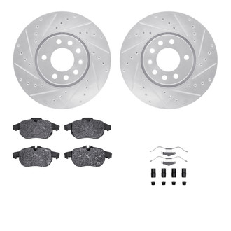 R1 Concepts® - eLINE Series Drilled and Slotted Front Brake Kit with Ceramic Pads