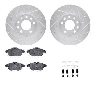 R1 Concepts® - eLINE Series Drilled and Slotted Front Brake Kit with Ceramic Pads