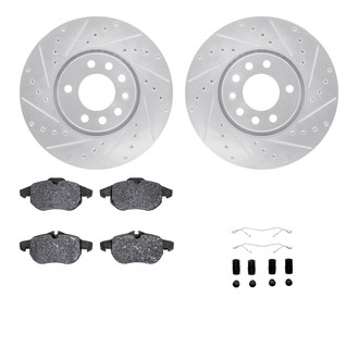 R1 Concepts® - eLINE Series Drilled and Slotted Front Brake Kit with Ceramic Pads