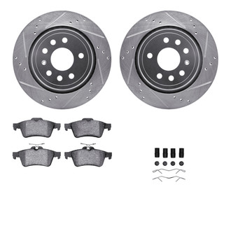 R1 Concepts® - eLINE Series Drilled and Slotted Rear Brake Kit with Ceramic Pads