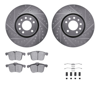 R1 Concepts® - eLINE Series Drilled and Slotted Front Brake Kit with Ceramic Pads
