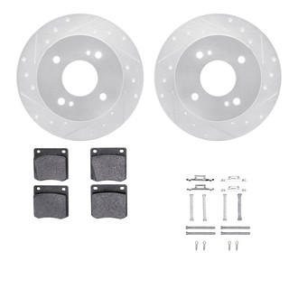 R1 Concepts® - eLINE Series Drilled and Slotted Rear Brake Kit with Ceramic Pads