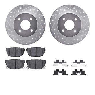 R1 Concepts® - eLINE Series Drilled and Slotted Rear Brake Kit with Ceramic Pads