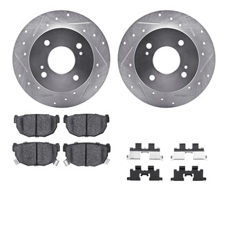R1 Concepts® - eLINE Series Drilled and Slotted Rear Brake Kit with Ceramic Pads