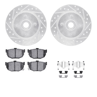 R1 Concepts® - eLINE Series Drilled and Slotted Rear Brake Kit with Ceramic Pads