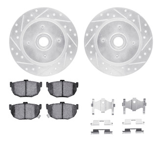 R1 Concepts® - eLINE Series Drilled and Slotted Rear Brake Kit with Ceramic Pads