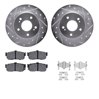 R1 Concepts® - eLINE Series Drilled and Slotted Rear Brake Kit with Ceramic Pads