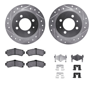 R1 Concepts® - eLINE Series Drilled and Slotted Rear Brake Kit with Ceramic Pads