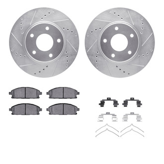 R1 Concepts® - eLINE Series Drilled and Slotted Front Brake Kit with Ceramic Pads