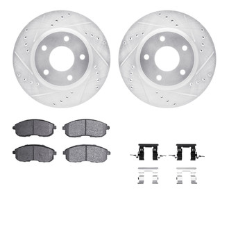 R1 Concepts® - eLINE Series Drilled and Slotted Front Brake Kit with Ceramic Pads
