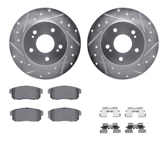 R1 Concepts® - eLINE Series Drilled and Slotted Rear Brake Kit with Ceramic Pads
