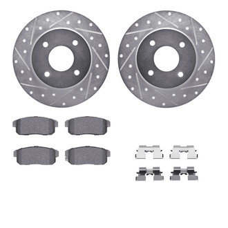 R1 Concepts® - eLINE Series Drilled and Slotted Rear Brake Kit with Ceramic Pads
