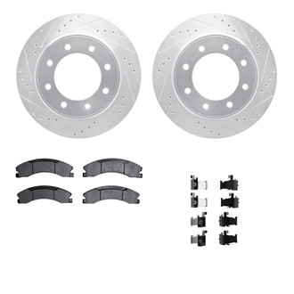 R1 Concepts® - eLINE Series Drilled and Slotted Rear Brake Kit with Ceramic Pads