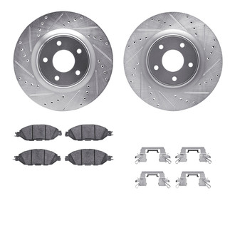 R1 Concepts® - eLINE Series Drilled and Slotted Front Brake Kit with Ceramic Pads