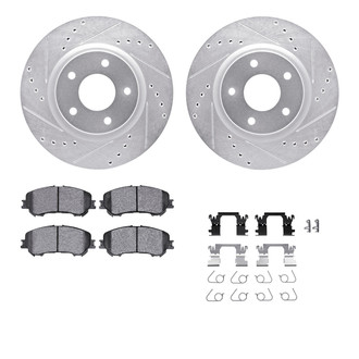 R1 Concepts® - eLINE Series Drilled and Slotted Front Brake Kit with Ceramic Pads