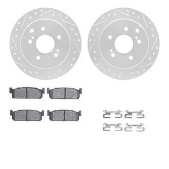 R1 Concepts® - eLINE Series Drilled and Slotted Rear Brake Kit with Ceramic Pads