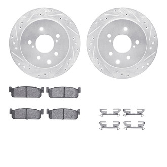 R1 Concepts® - eLINE Series Drilled and Slotted Rear Brake Kit with Ceramic Pads