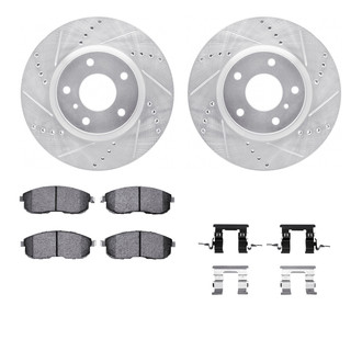 R1 Concepts® - eLINE Series Drilled and Slotted Front Brake Kit with Ceramic Pads