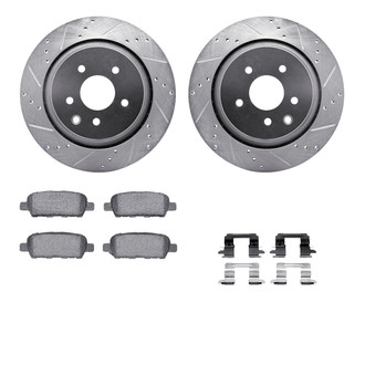 R1 Concepts® - eLINE Series Drilled and Slotted Rear Brake Kit with Ceramic Pads