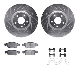 R1 Concepts® - eLINE Series Drilled and Slotted Front Brake Kit with Ceramic Pads