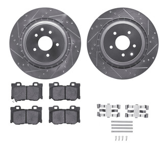 R1 Concepts® - eLINE Series Drilled and Slotted Rear Brake Kit with Ceramic Pads