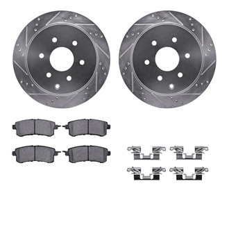 R1 Concepts® - eLINE Series Drilled and Slotted Rear Brake Kit with Ceramic Pads