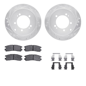 R1 Concepts® - eLINE Series Drilled and Slotted Rear Brake Kit with Ceramic Pads