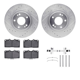 R1 Concepts® - eLINE Series Drilled and Slotted Front Brake Kit with Ceramic Pads