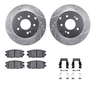 R1 Concepts® - eLINE Series Drilled and Slotted Rear Brake Kit with Ceramic Pads