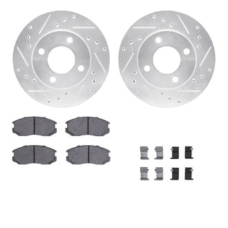 R1 Concepts® - eLINE Series Drilled and Slotted Front Brake Kit with Ceramic Pads