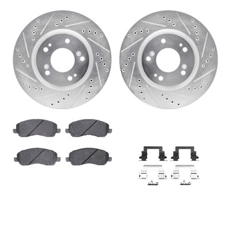 R1 Concepts® - eLINE Series Drilled and Slotted Front Brake Kit with Ceramic Pads
