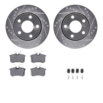 R1 Concepts® - eLINE Series Drilled and Slotted Rear Brake Kit with Ceramic Pads