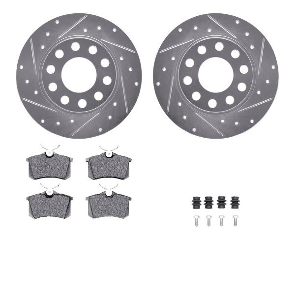  R1 Concepts® - eLINE Series Drilled and Slotted Rear Brake Kit with Ceramic Pads