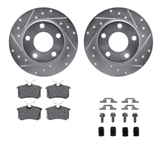 R1 Concepts® - eLINE Series Drilled and Slotted Rear Brake Kit with Ceramic Pads