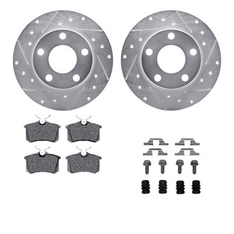 R1 Concepts® - eLINE Series Drilled and Slotted Rear Brake Kit with Ceramic Pads