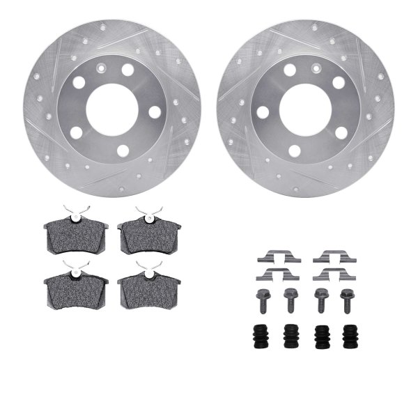  R1 Concepts® - eLINE Series Drilled and Slotted Rear Brake Kit with Ceramic Pads