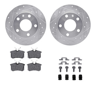 R1 Concepts® - eLINE Series Drilled and Slotted Rear Brake Kit with Ceramic Pads