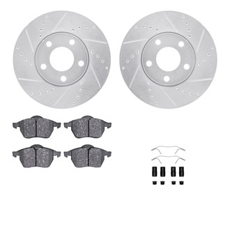 R1 Concepts® - eLINE Series Drilled and Slotted Front Brake Kit with Ceramic Pads