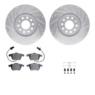 R1 Concepts® - eLINE Series Drilled and Slotted Front Brake Kit with Ceramic Pads