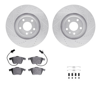 R1 Concepts® - eLINE Series Drilled and Slotted Front Brake Kit with Ceramic Pads