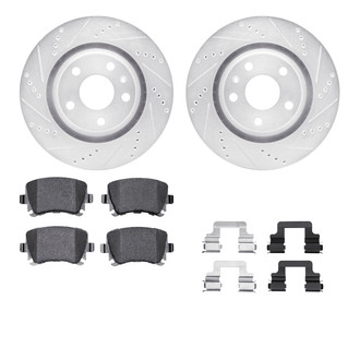 R1 Concepts® - eLINE Series Drilled and Slotted Rear Brake Kit with Ceramic Pads