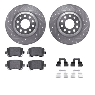 R1 Concepts® - eLINE Series Drilled and Slotted Rear Brake Kit with Ceramic Pads